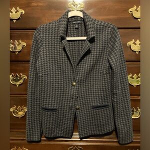 Tommy Hilfiger navy blue and gray houndstooth 3 button blazer